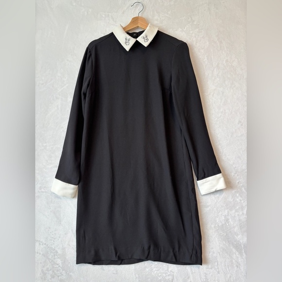 Victoria Beckham Target women black white Bunny Collared long sleeve Dress small - Picture 2 of 11